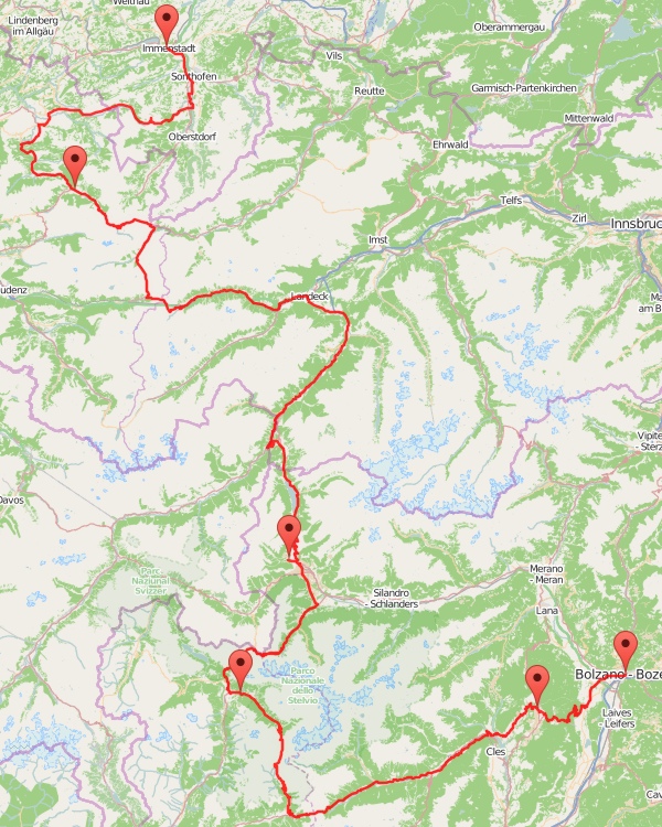 Radtour Alpen - Karte